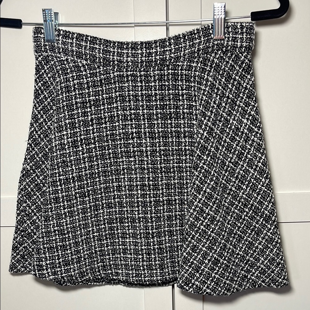 White & Black Tweed Skirt SHEIN